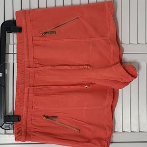 XL Guess Salmon Draw String Elastic Zipper Pockets Cuffed Hem Flowy Roomy Short